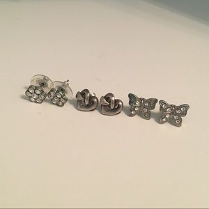 Silver Earrings, Set of 3 Pairs